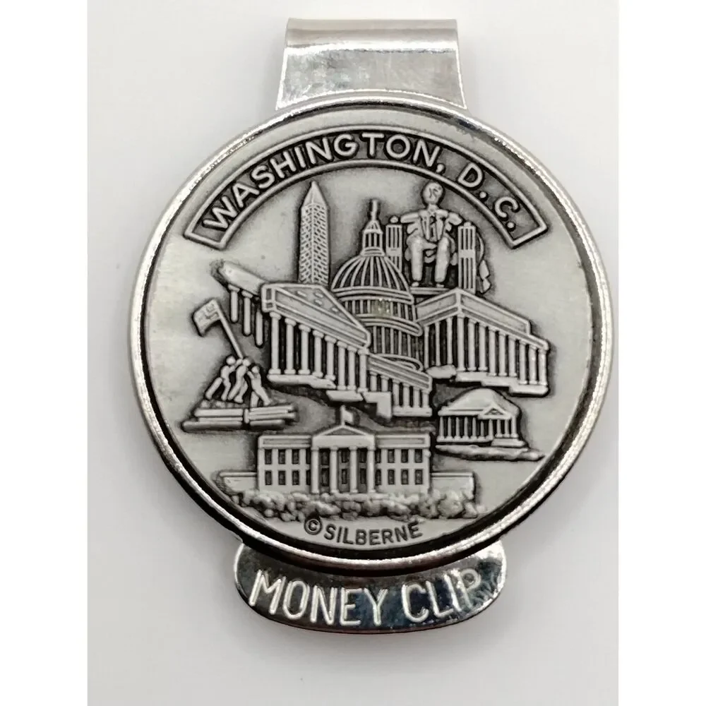 Silberne Washington D.C. White House Capitol Silver Toned Pewter Money Clip